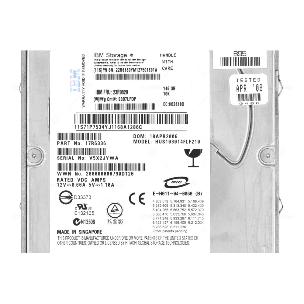 23R0829 IBM HDD 146GB 10K FATA 3.5" LFF